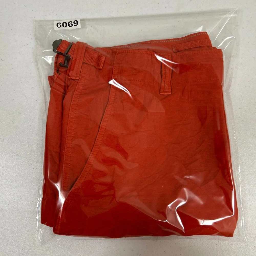 Banana Republic Mens 32 Cargo Shorts Burnt Orange Cotton Linen Utility 9 Inseam
